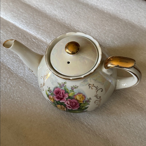 Antique Floral Teapot with Gold Accents - Picture 3 of 11